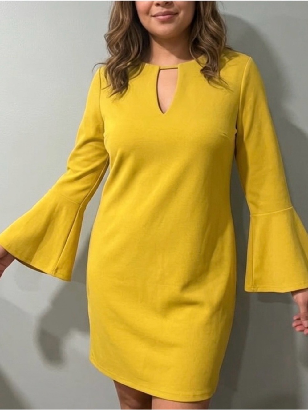 First Love Yellow Bell-Sleeve Shift Dress
